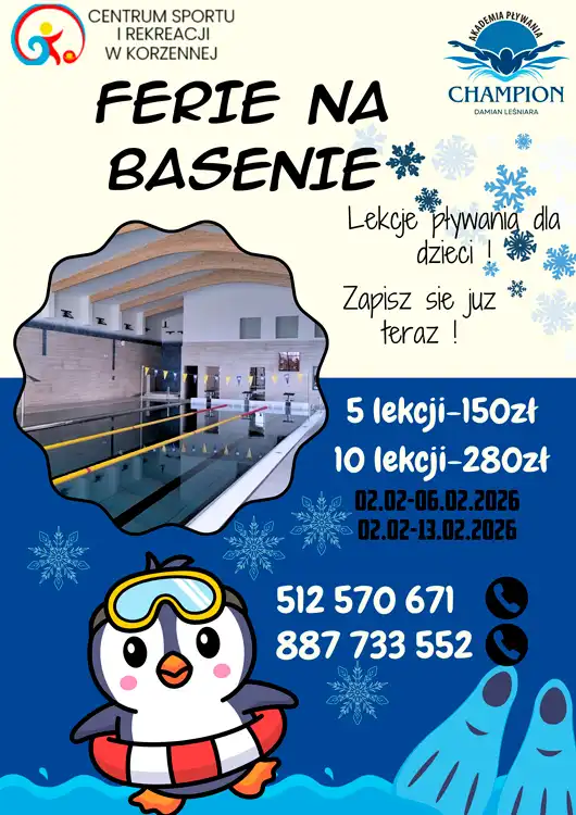 Ferie Na Basenie – Korzenna 2026 (Kurs Zimowy Dla Dzieci) ❄️